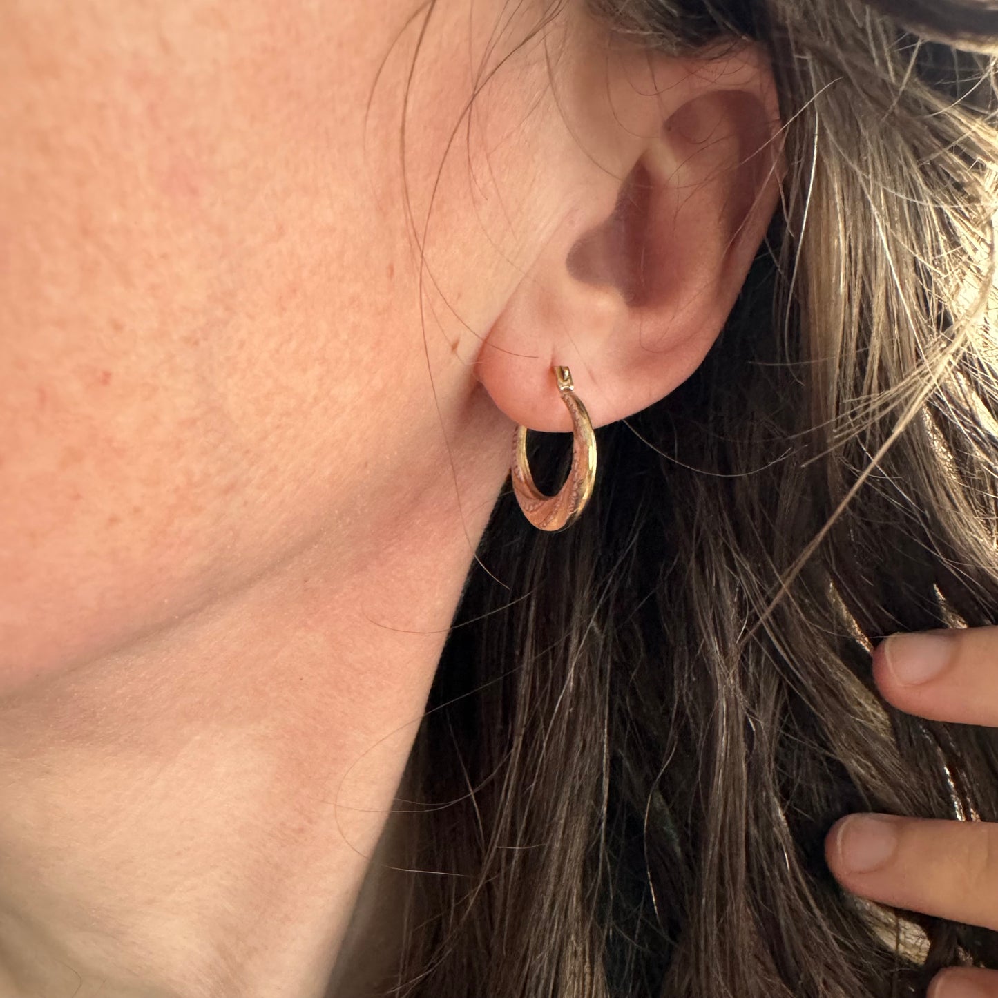 P R E - L O V E D // everyday hoops / 10k yellow and white gold hoops / ~3/4"