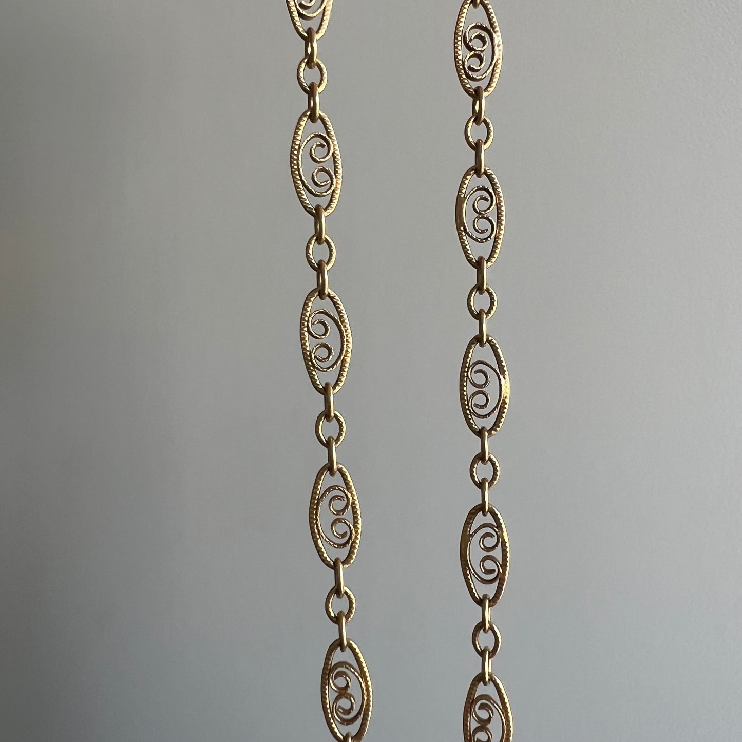 V I N T A G E // lace links / 14k yellow gold filigree link necklace chain / 17.5"