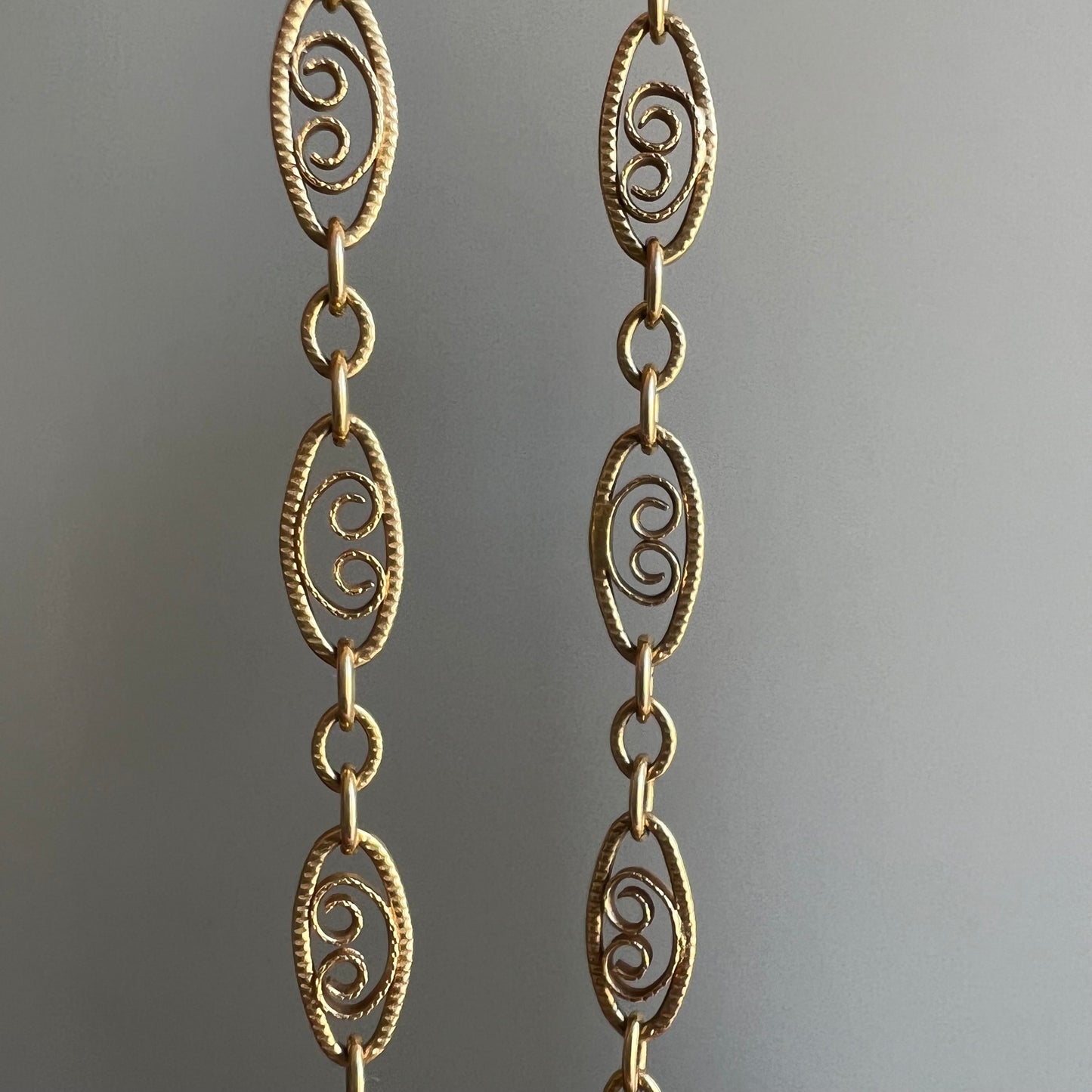 V I N T A G E // lace links / 14k yellow gold filigree link necklace chain / 17.5"