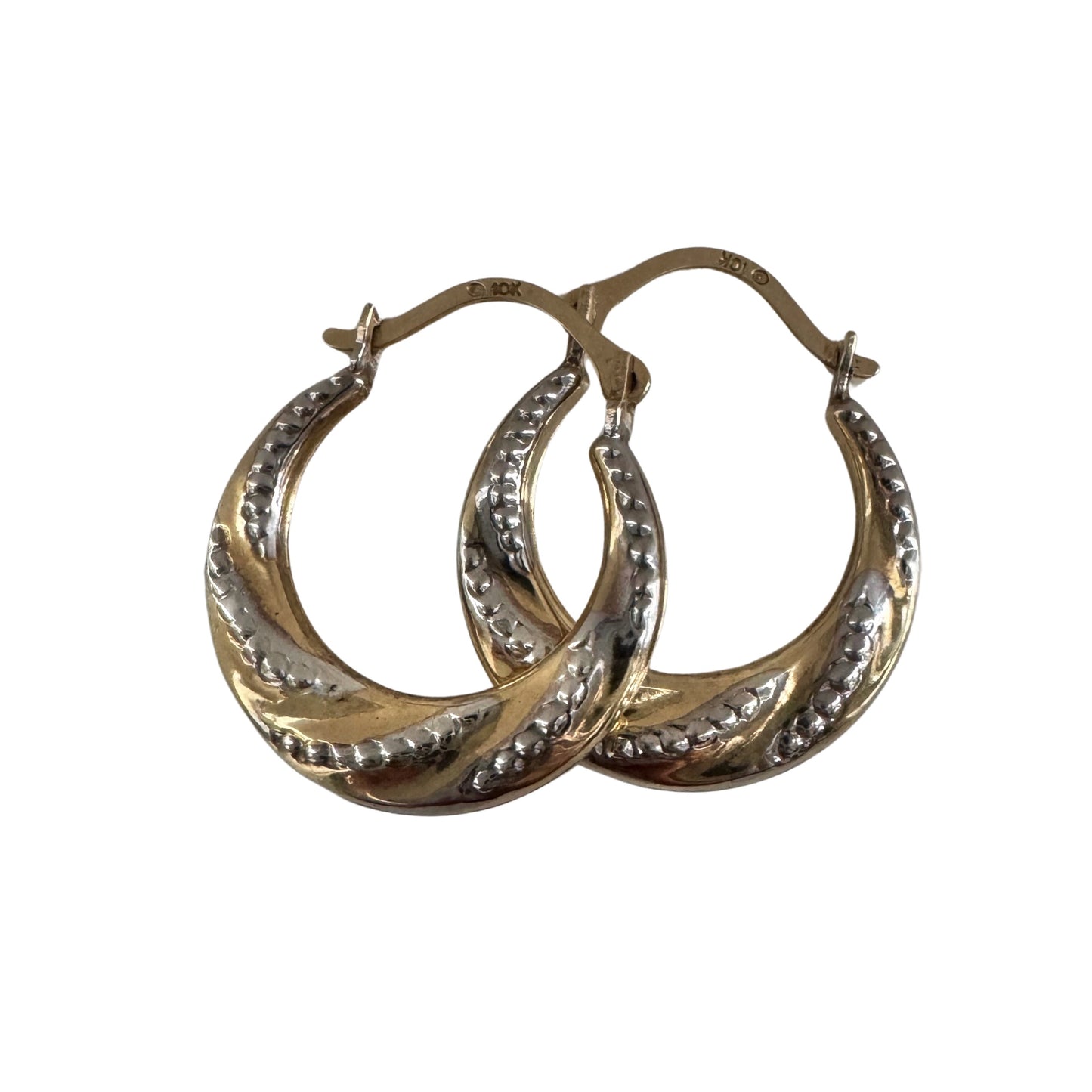 P R E - L O V E D // everyday hoops / 10k yellow and white gold hoops / ~3/4"