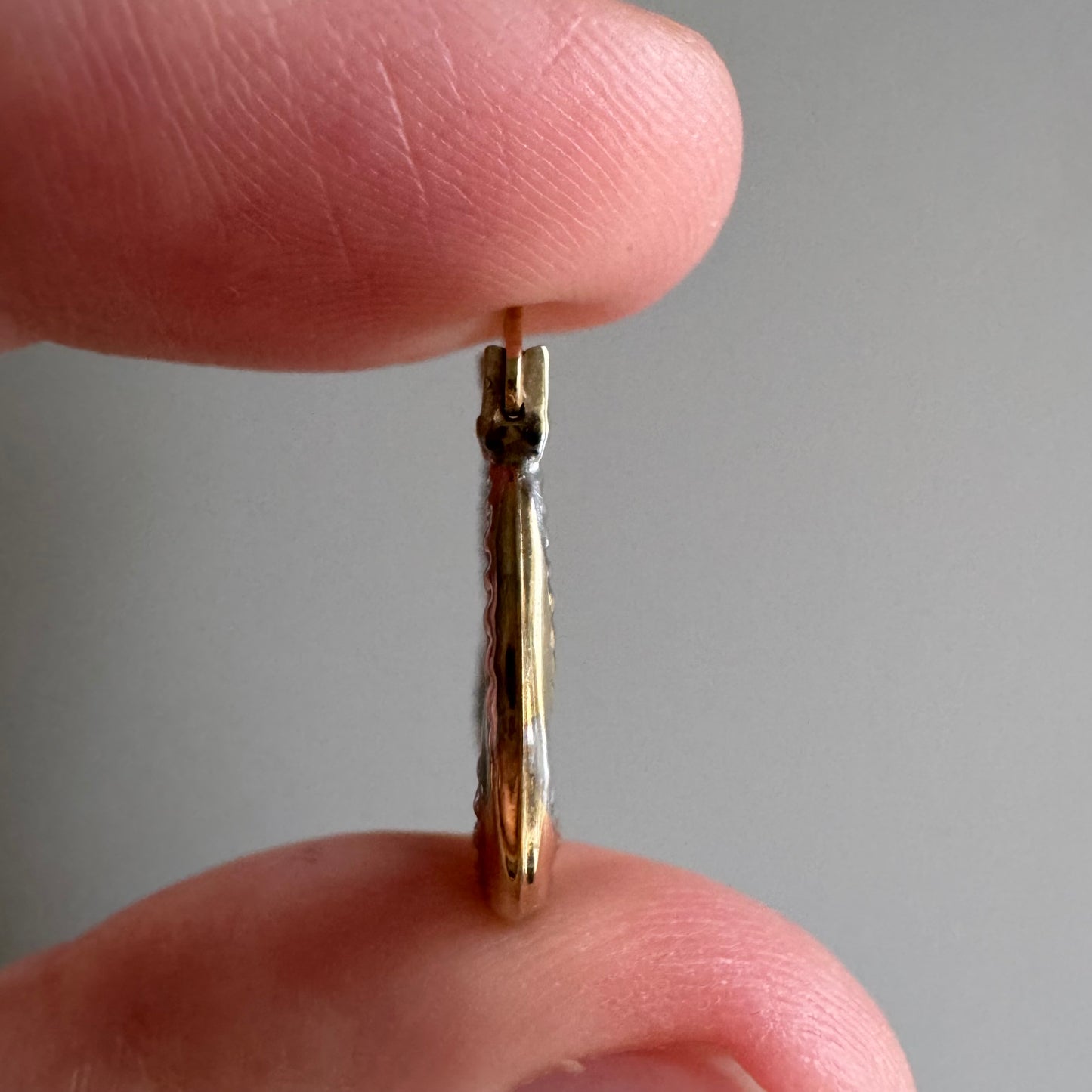 P R E - L O V E D // everyday hoops / 10k yellow and white gold hoops / ~3/4"