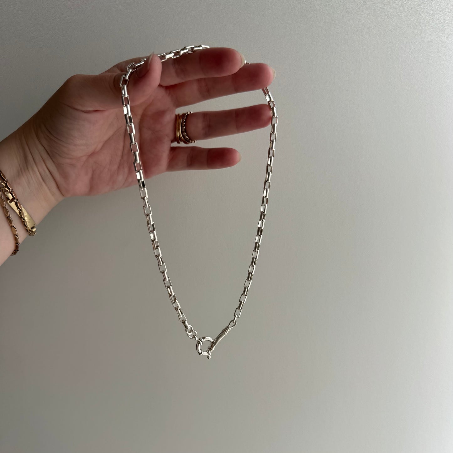reimagined V I N T A G E // modern day watch chain / re-worked sterling silver long box paperclip link chain / 17", 19.6g