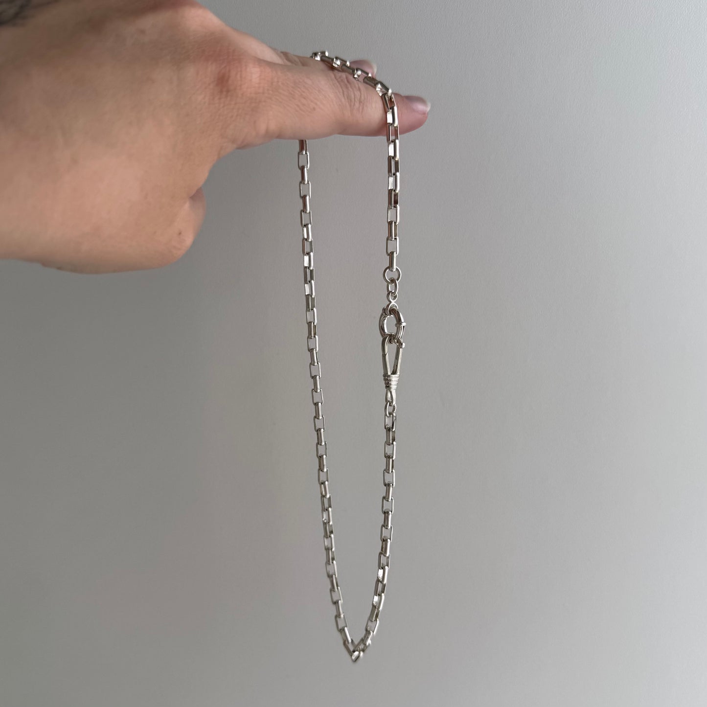 reimagined V I N T A G E // modern day watch chain / re-worked sterling silver long box paperclip link chain / 17", 19.6g