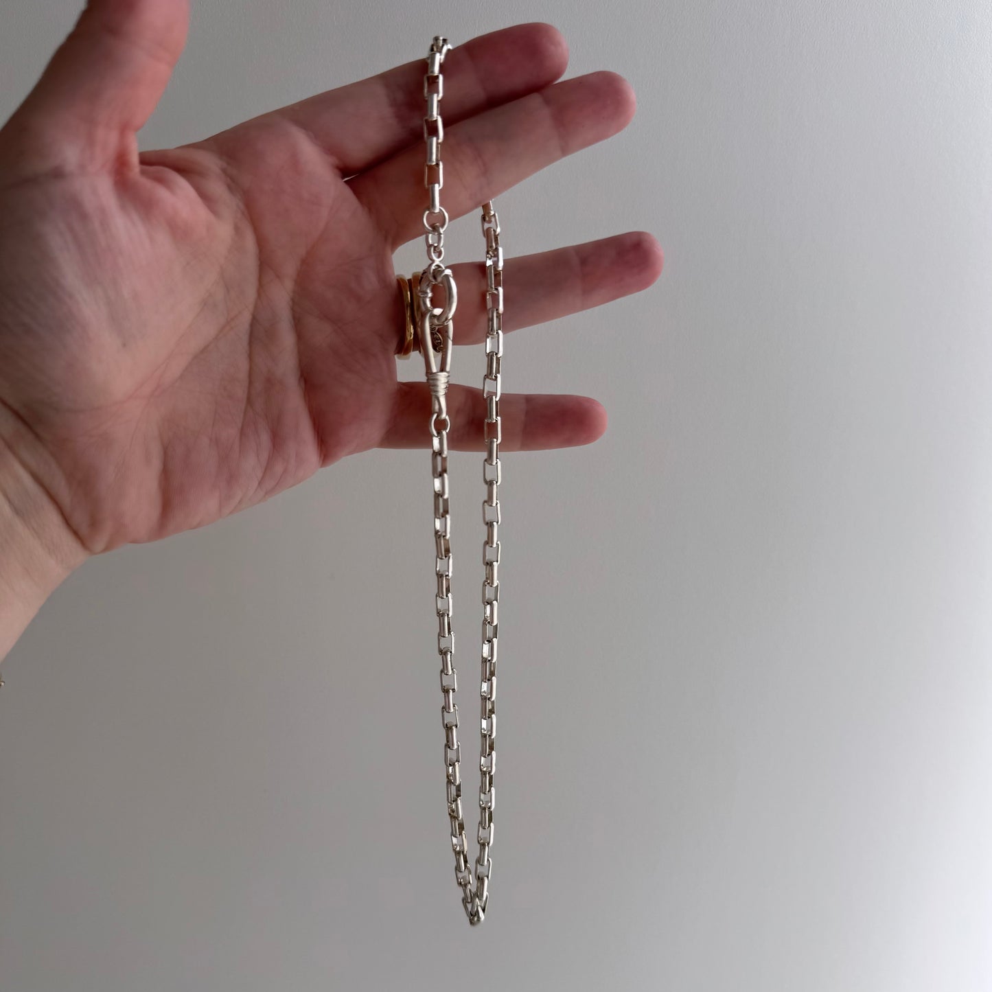 reimagined V I N T A G E // modern day watch chain / re-worked sterling silver long box paperclip link chain / 17", 19.6g