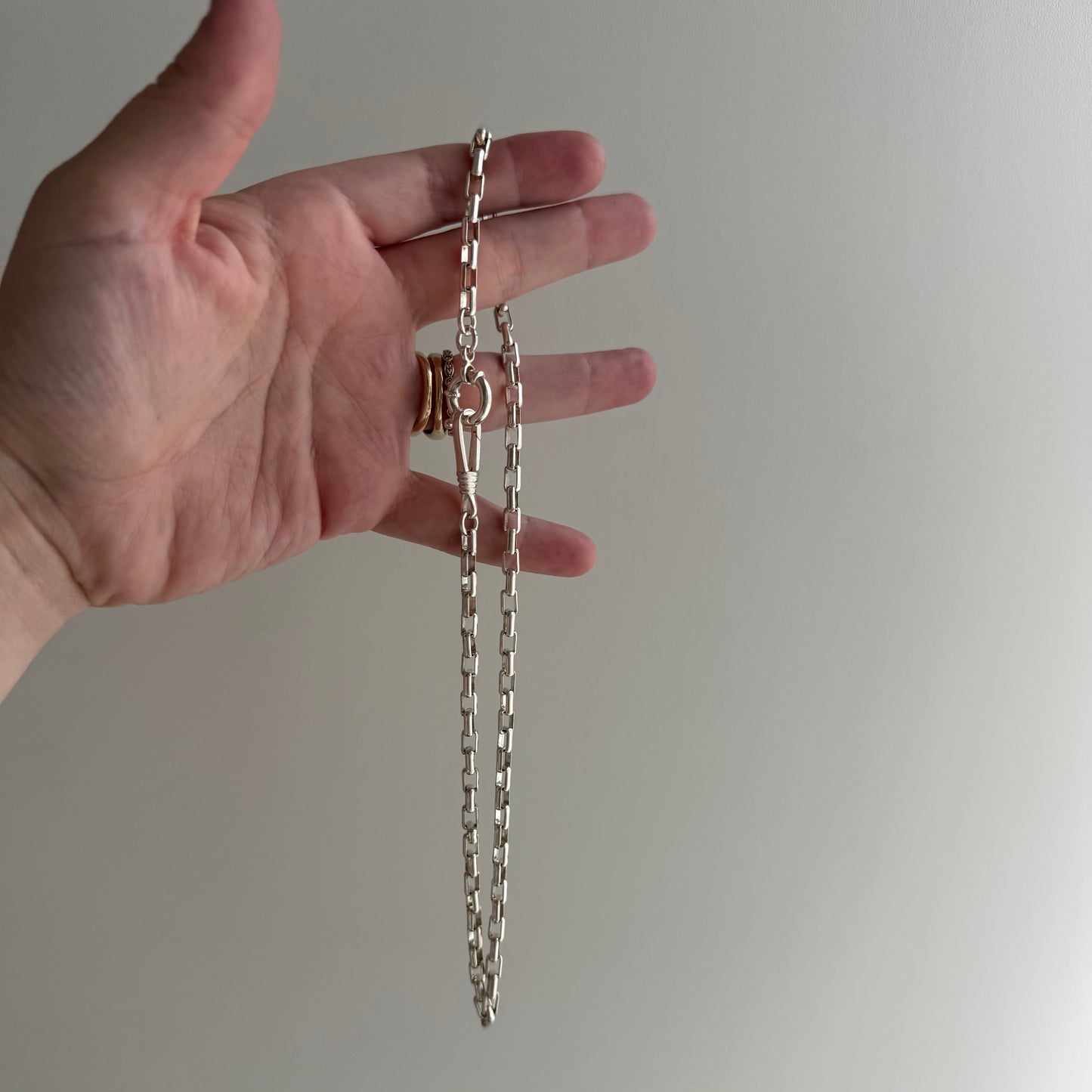 reimagined V I N T A G E // modern day watch chain / re-worked sterling silver long box paperclip link chain / 17", 19.6g