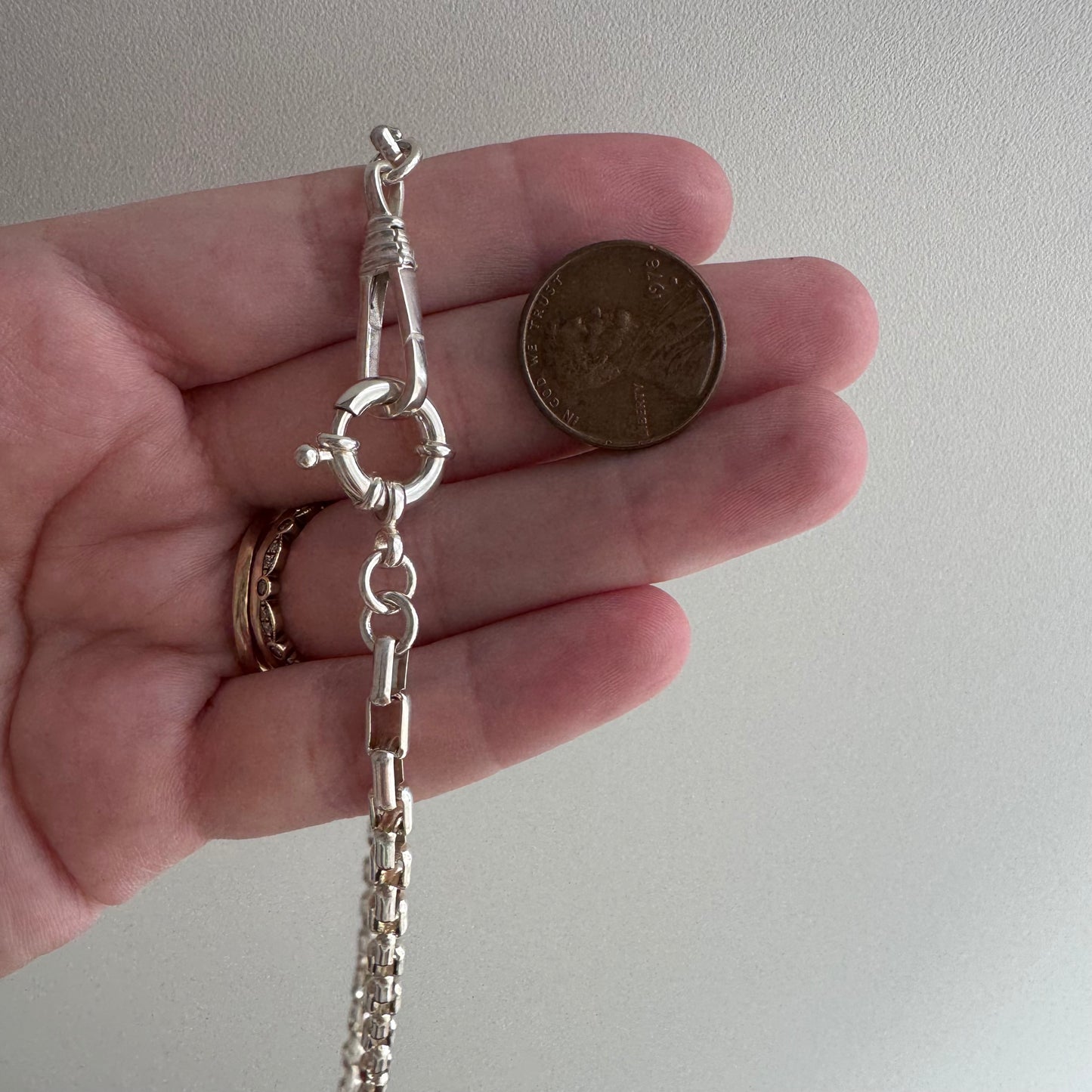 reimagined V I N T A G E // modern day watch chain / re-worked sterling silver long box paperclip link chain / 17", 19.6g