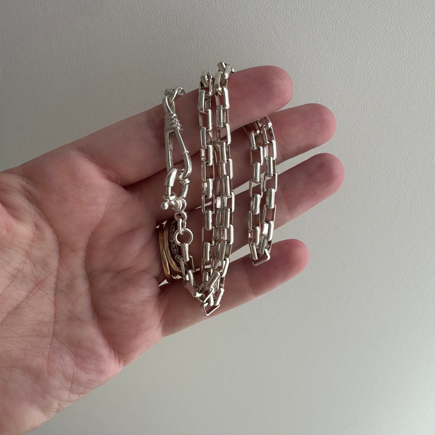 reimagined V I N T A G E // modern day watch chain / re-worked sterling silver long box paperclip link chain / 17", 19.6g