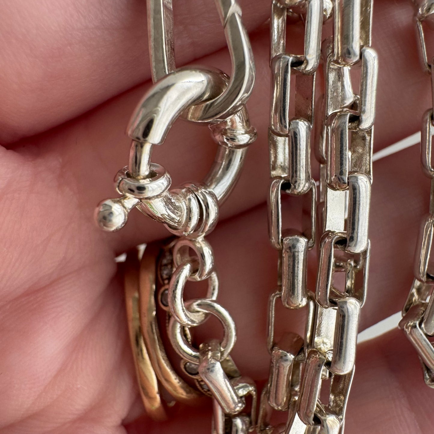 reimagined V I N T A G E // modern day watch chain / re-worked sterling silver long box paperclip link chain / 17", 19.6g