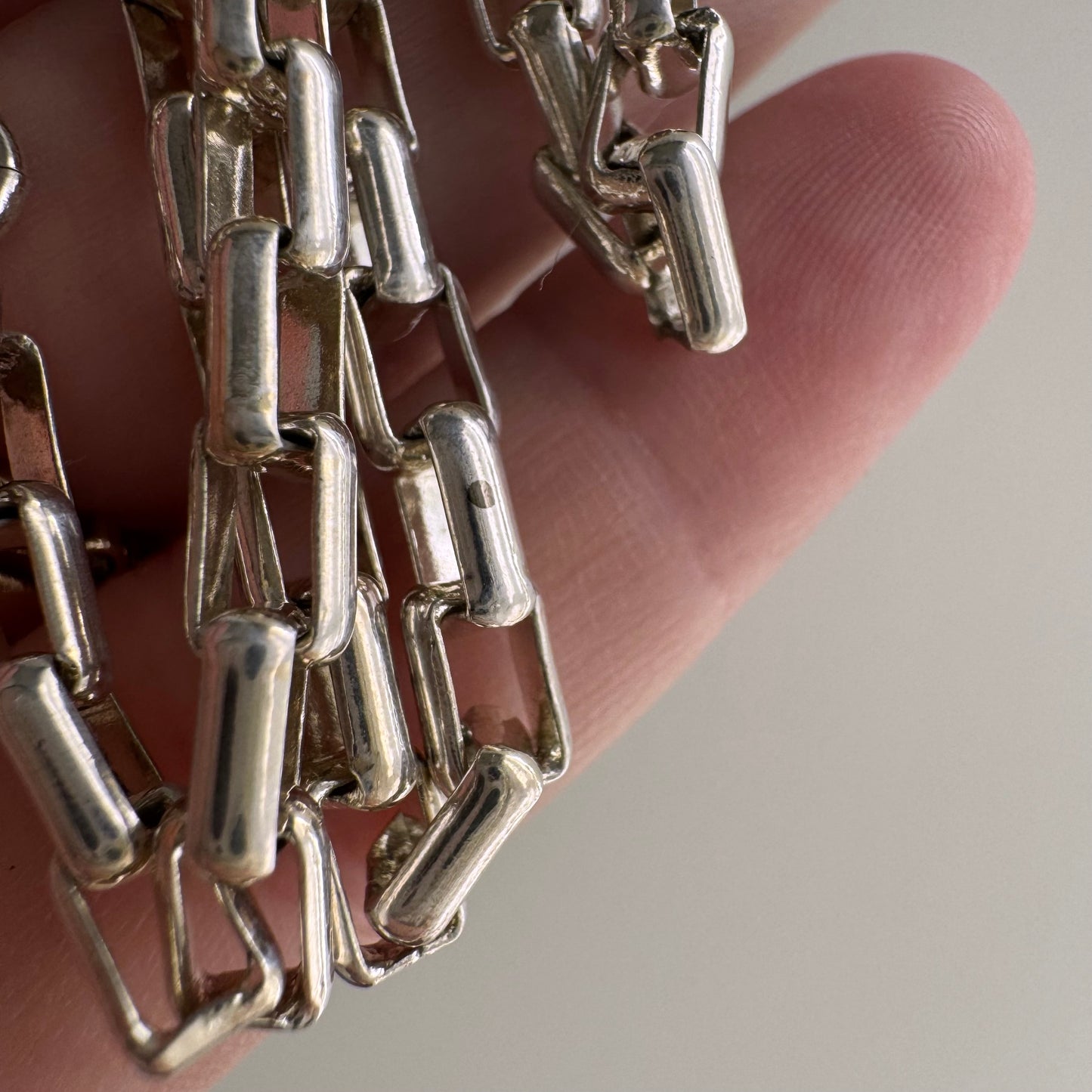 reimagined V I N T A G E // modern day watch chain / re-worked sterling silver long box paperclip link chain / 17", 19.6g