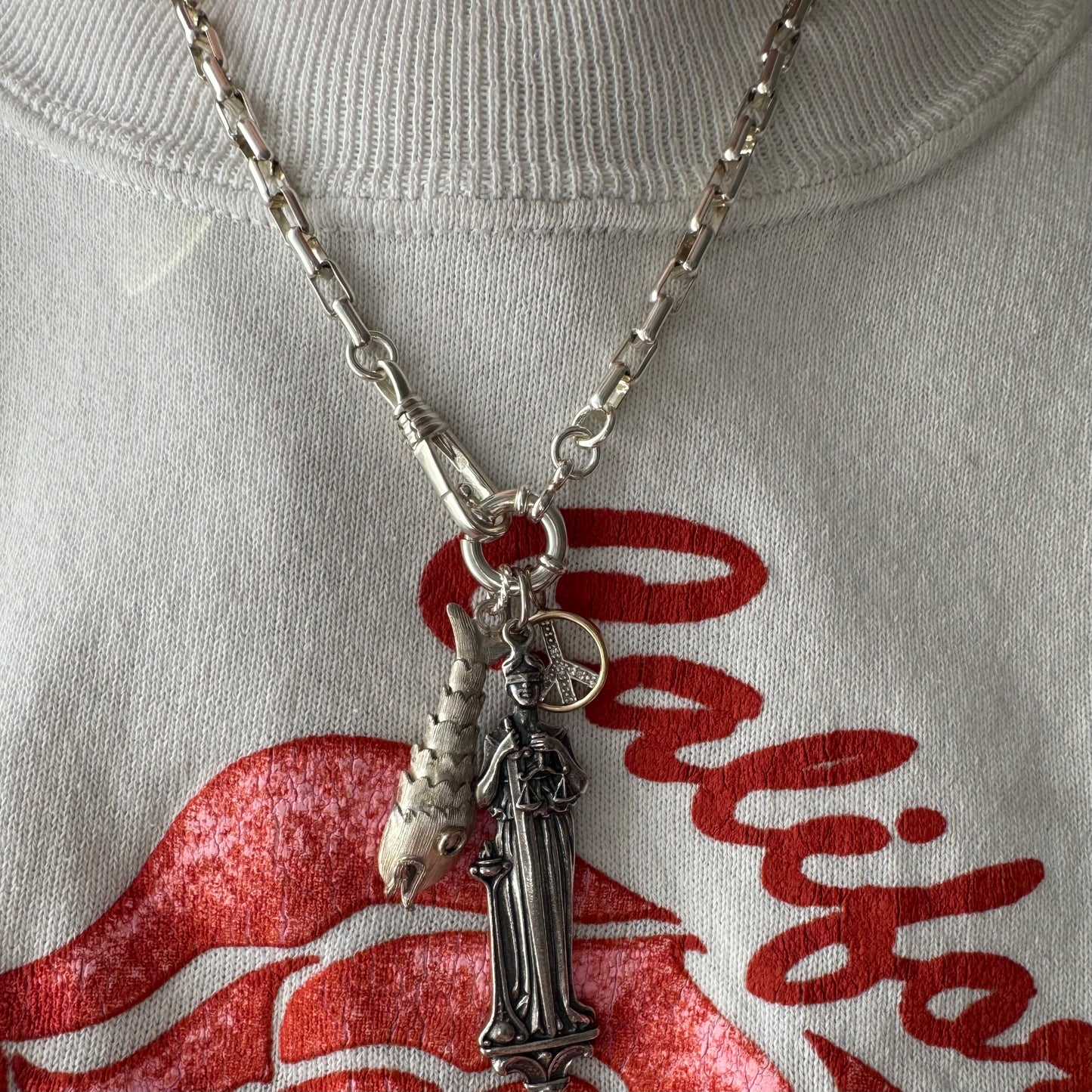 reimagined V I N T A G E // modern day watch chain / re-worked sterling silver long box paperclip link chain / 17", 19.6g