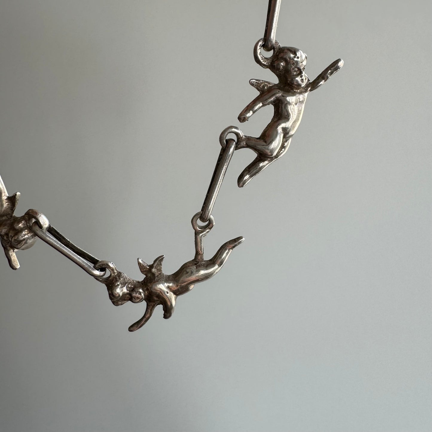 V I N T A G E // angel team / sterlings silver cherub chain bracelet / 7.25"