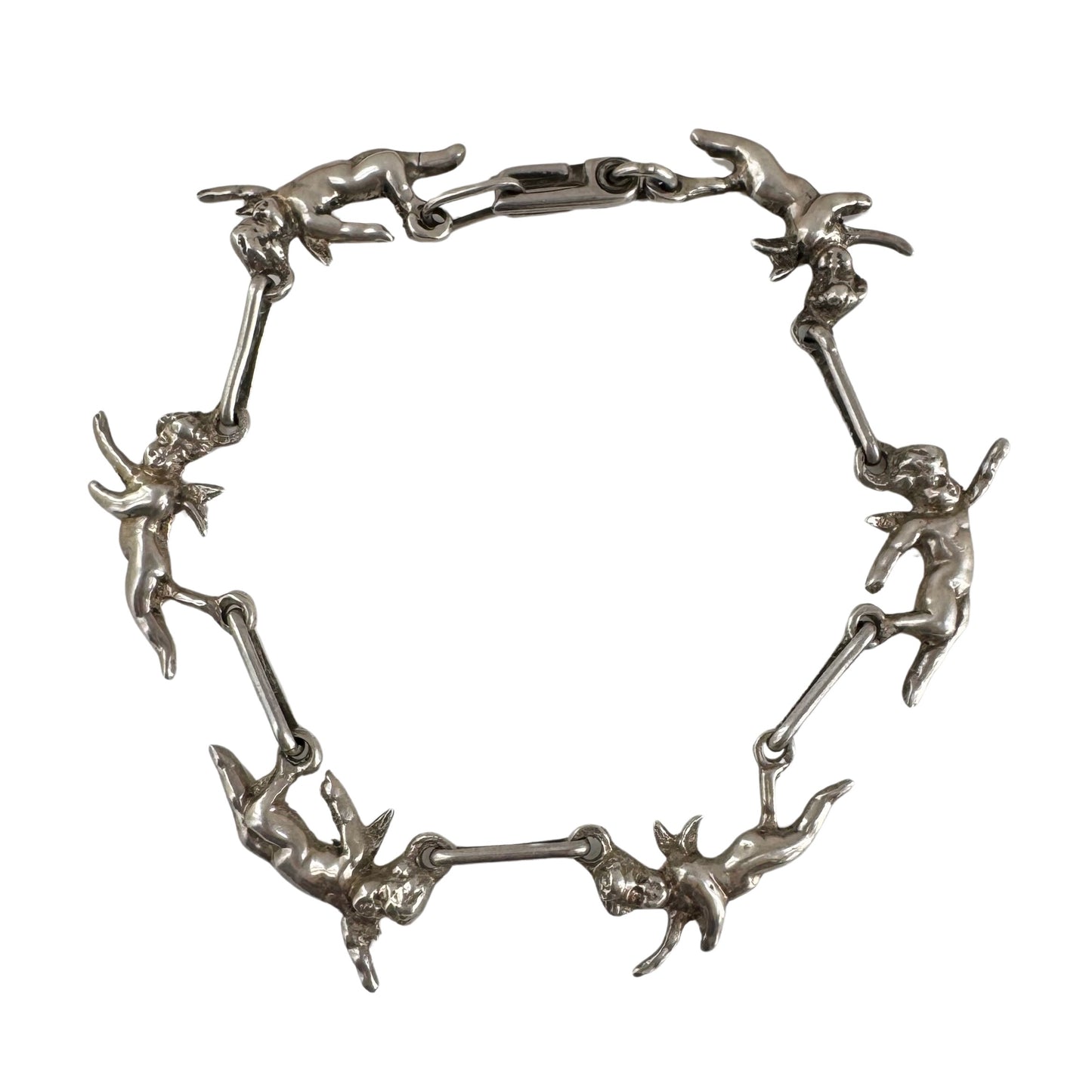 V I N T A G E // angel team / sterlings silver cherub chain bracelet / 7.25"