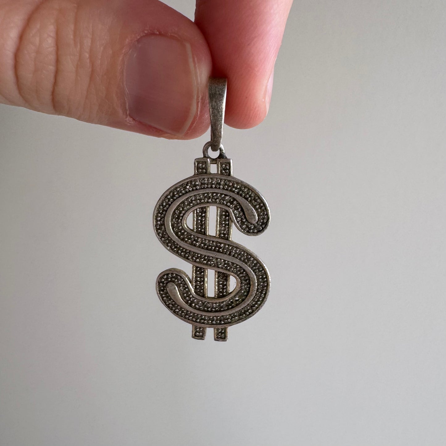 V I N T A G E // capitalistic abundance / sterling silver money sign / a pendant