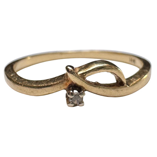 V I N T A G E // snake-like stacker / 14k and diamond stacking band / size 6.25+