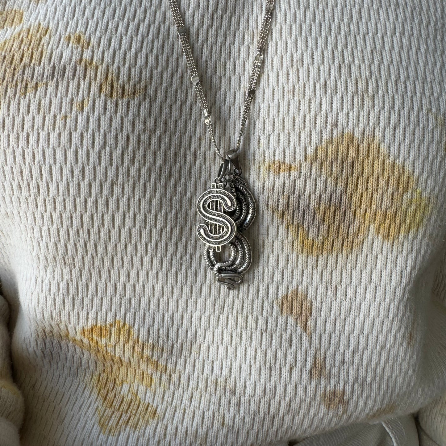 V I N T A G E // capitalistic abundance / sterling silver money sign / a pendant