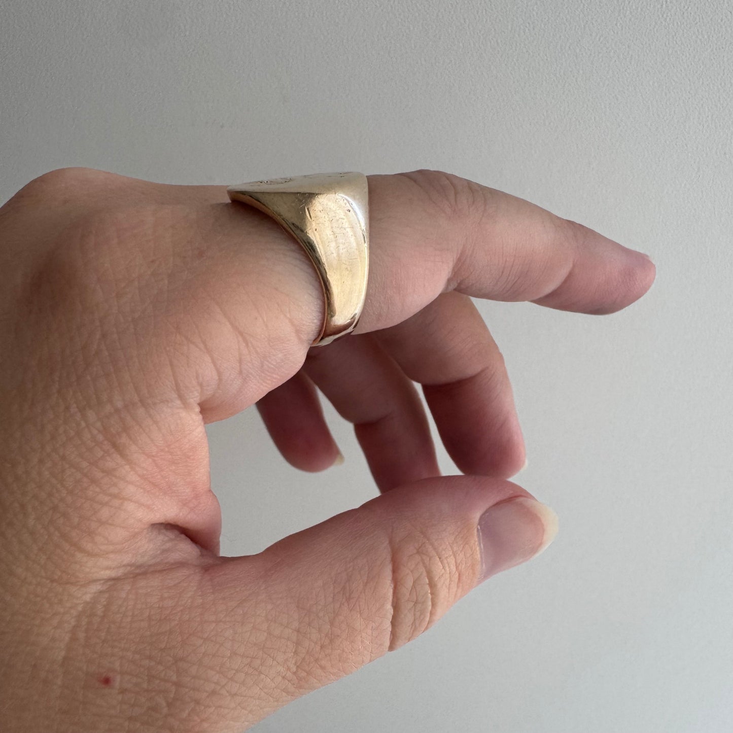 reimagined V I N T A G E // letting go / 10k gold signet with newly engraved dandelion and diamond / size 6.5