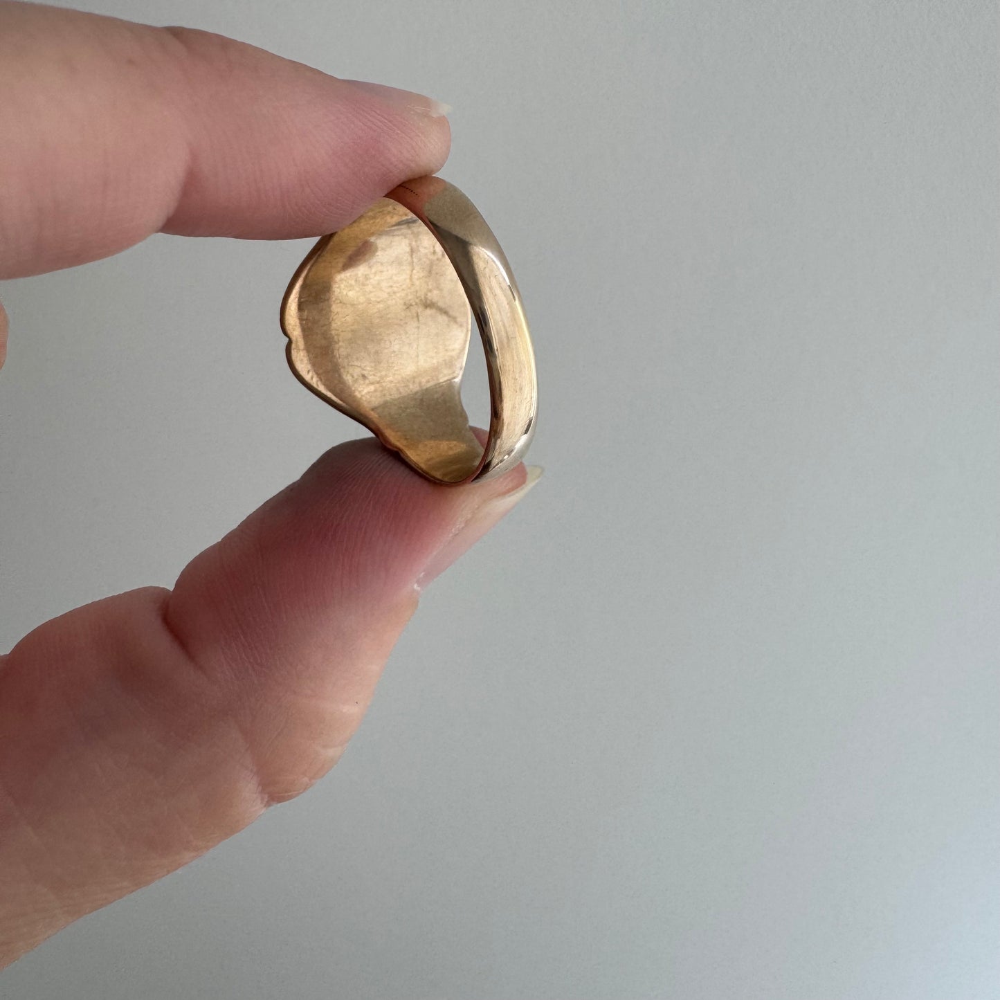 reimagined A N T I Q U E // treasure seeker / 10k rosy gold OB signet with new crow engraving / size 9.5