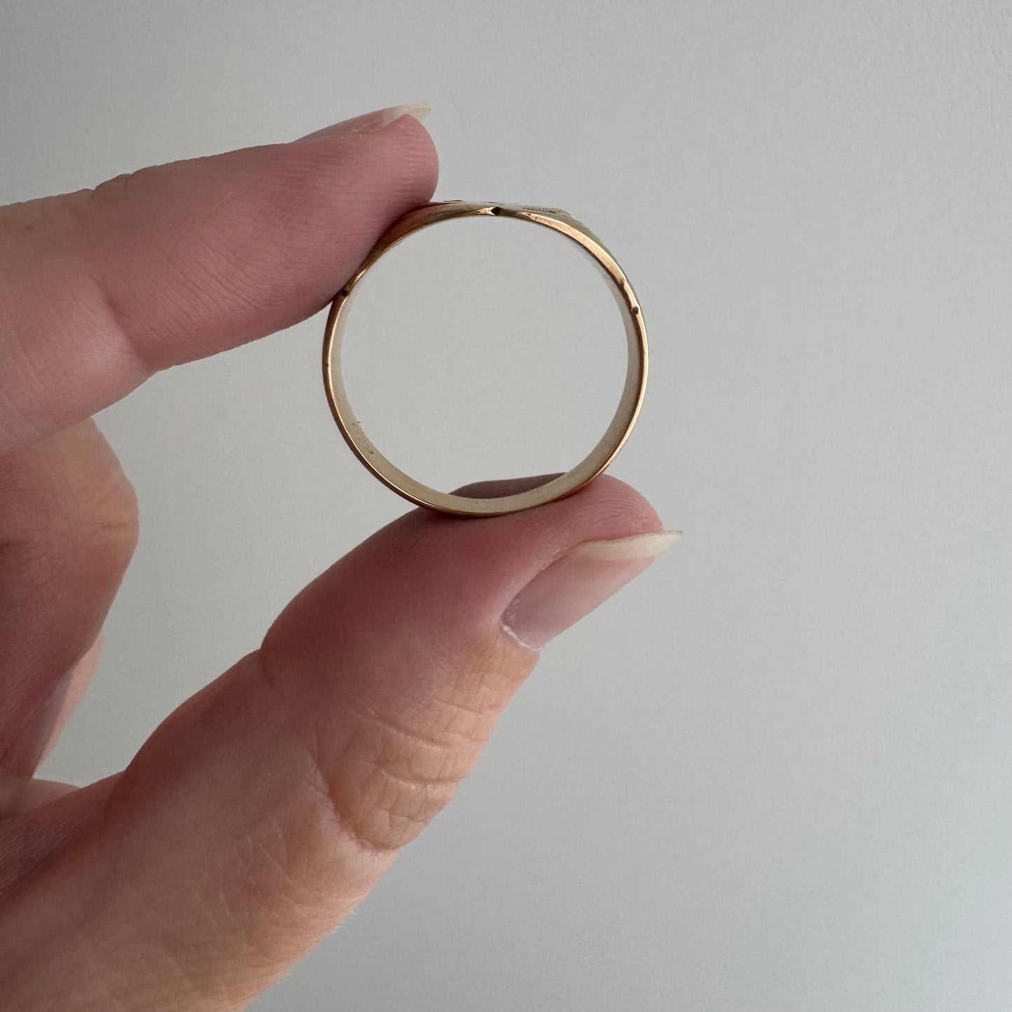 reimagined A N T I Q U E // treasure seeker / 10k rosy gold OB signet with new crow engraving / size 9.5