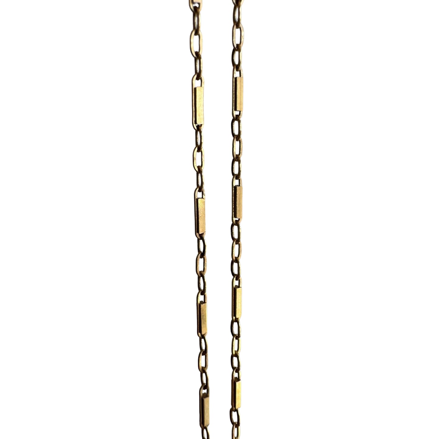 V I N T A G E // daintiest trombone / 14k yellow gold bar link station chain / 15.25", 1.9g