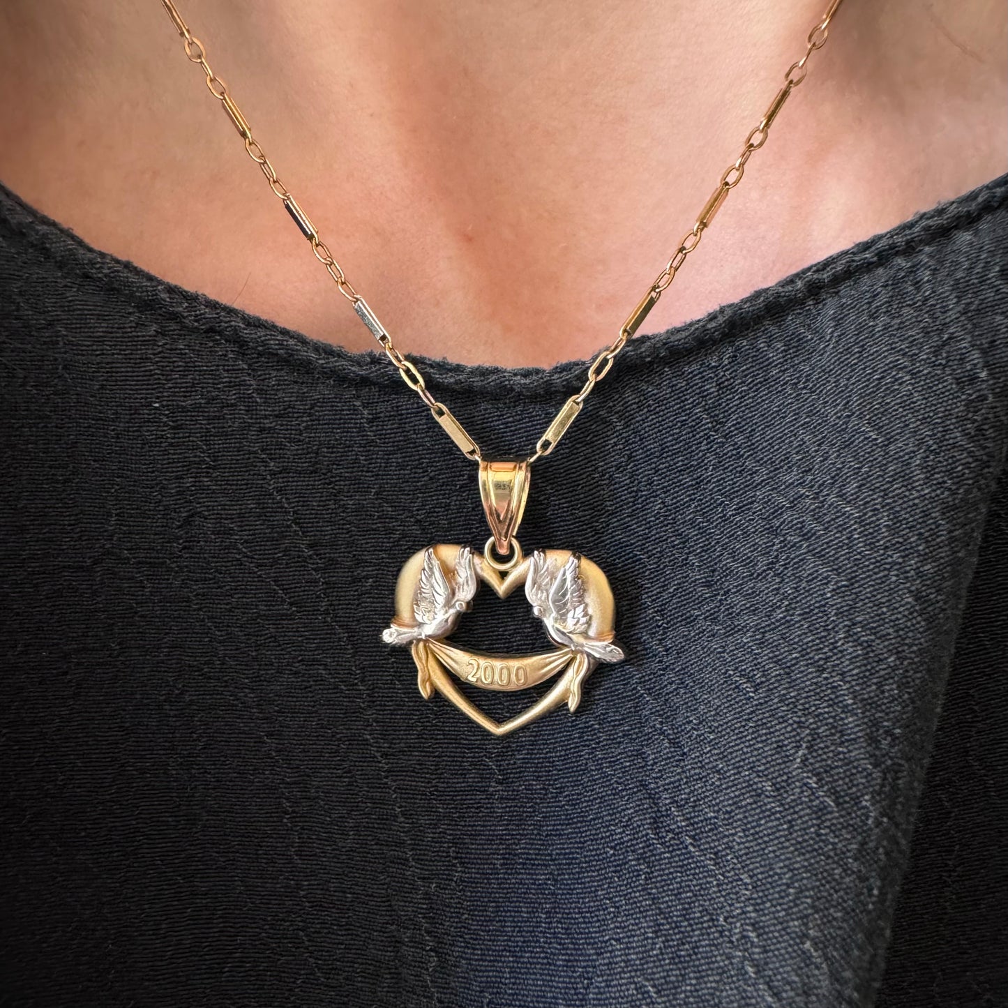 V I N T A G E // daintiest trombone / 14k yellow gold bar link station chain / 15.25", 1.9g