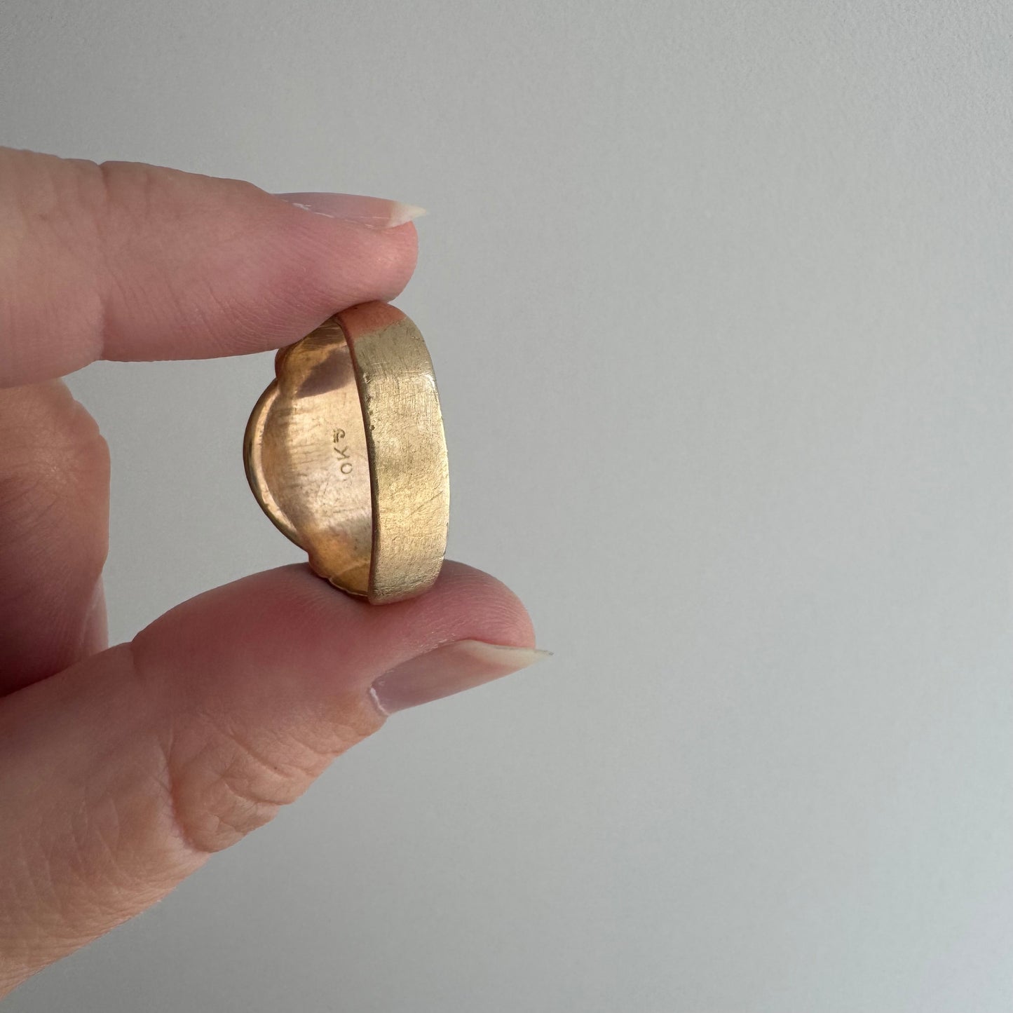 reimagined V I N T A G E // subtle slither / 10k turn of the century blank signet ring with reworked snake shoulders / size 8ish