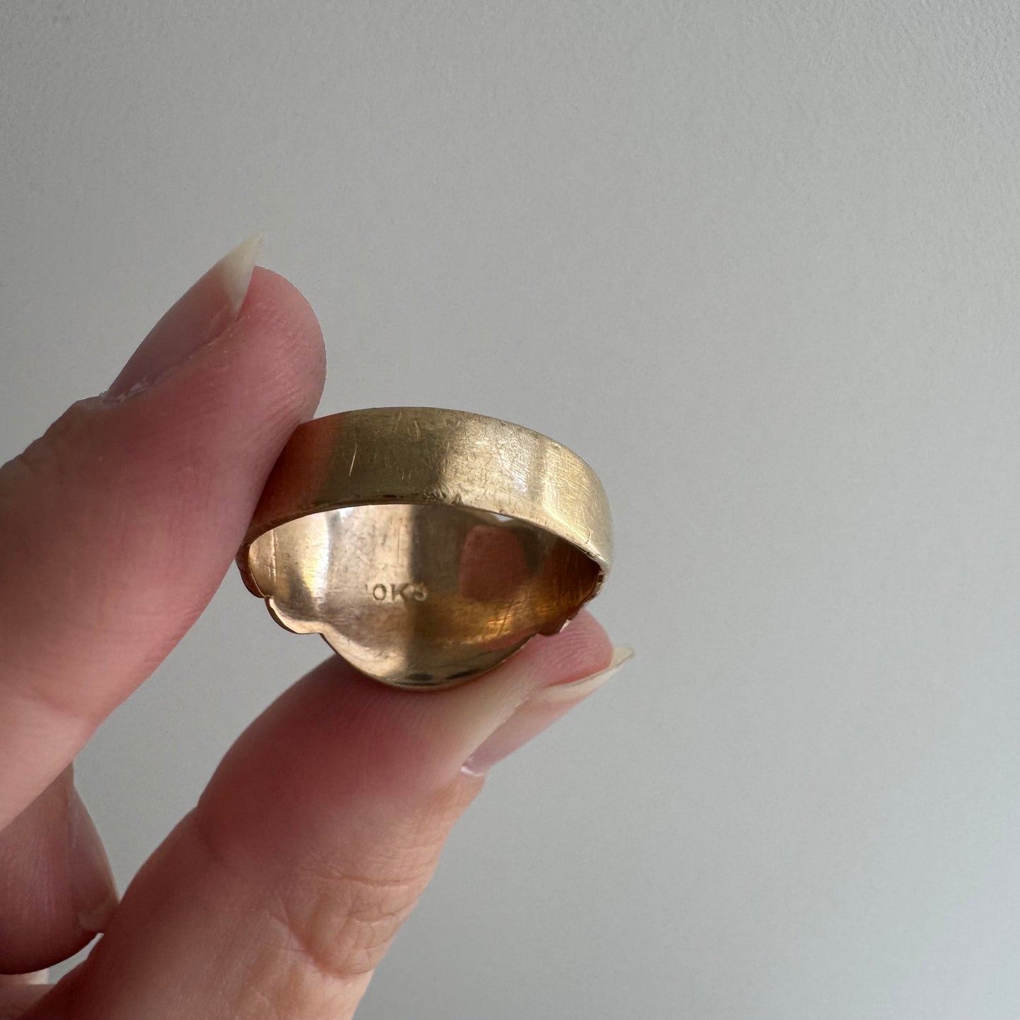 reimagined V I N T A G E // subtle slither / 10k turn of the century blank signet ring with reworked snake shoulders / size 8ish