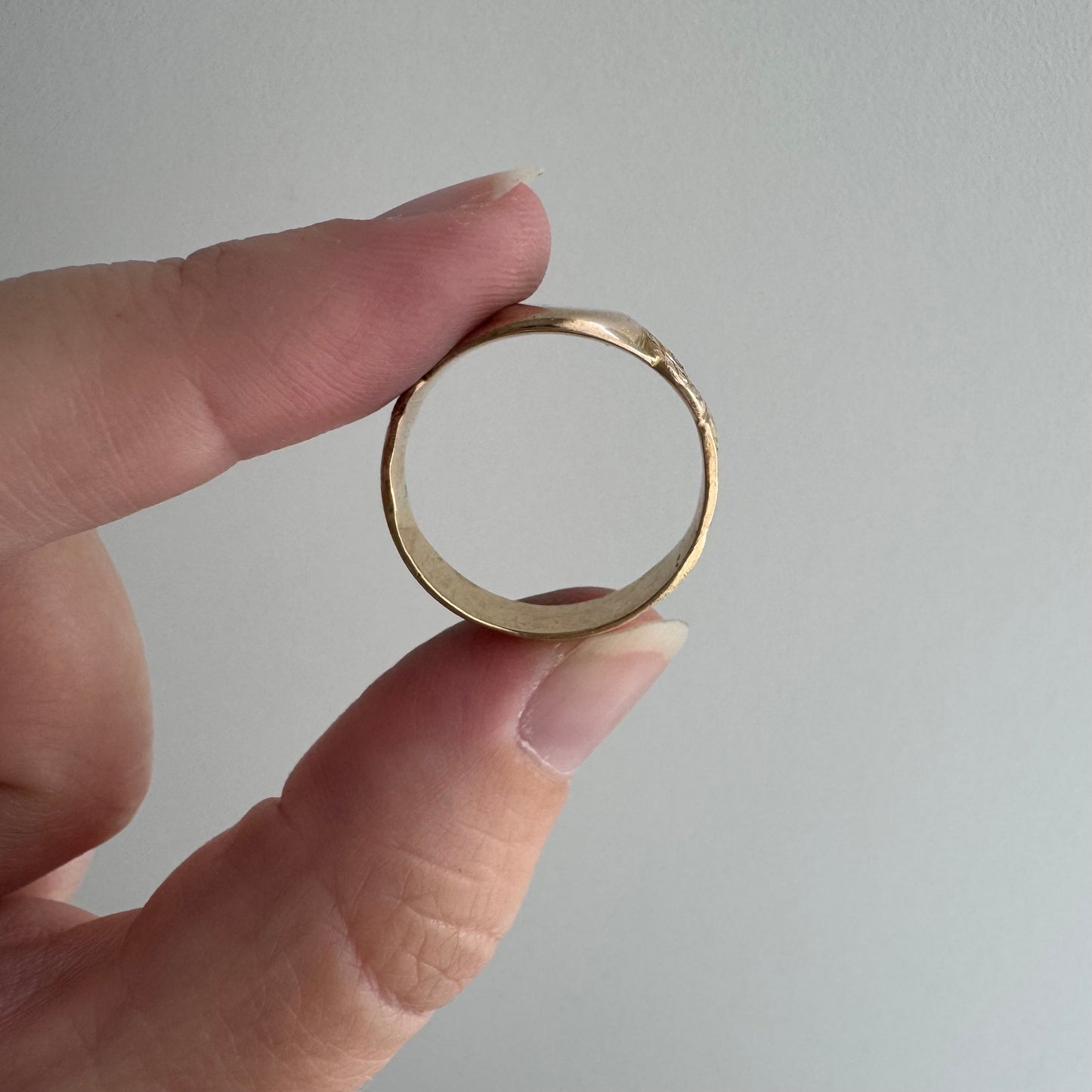 reimagined V I N T A G E // subtle slither / 10k turn of the century blank signet ring with reworked snake shoulders / size 8ish