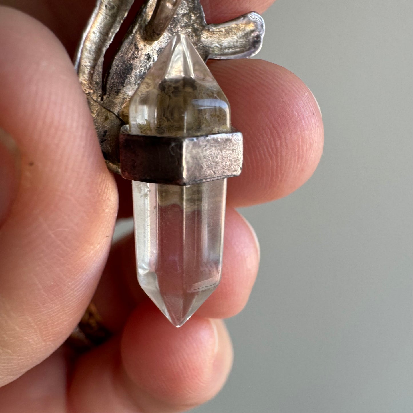 V I N T A G E // crystal rocket / sterling silver squirrel and crystal point / a pendant