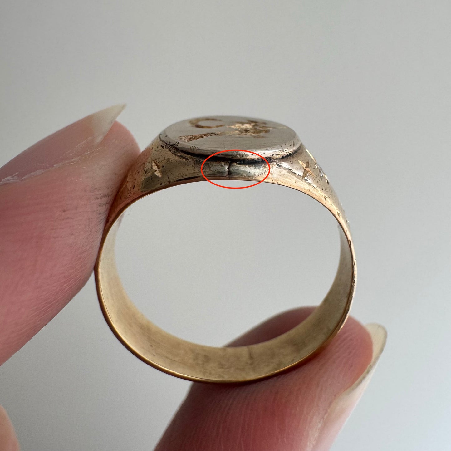 reimagined V I N T A G E // the best witch / 10k yellow gold and diamond witch signet ring / size 7 to 7.5