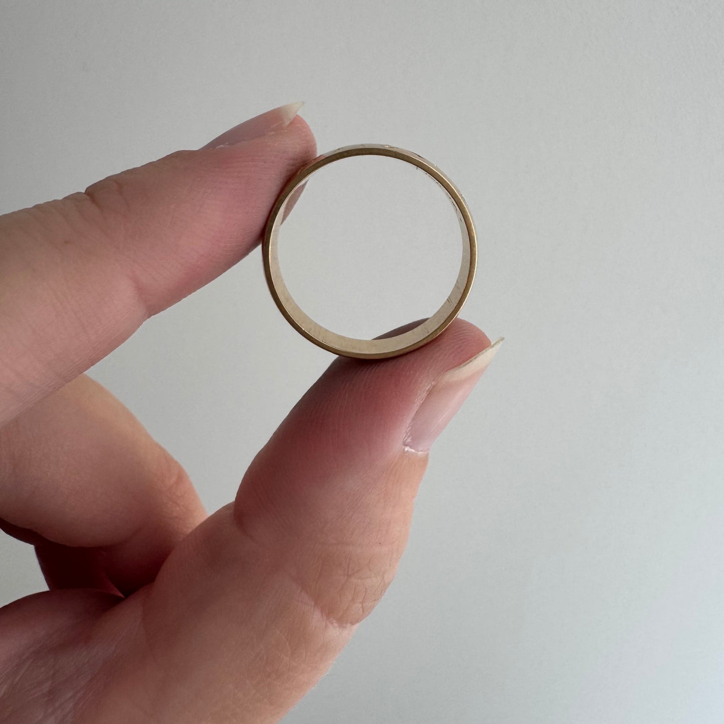 reimagined V I N T A G E // wind blown / 10k yellow gold 5mm band with diamond and wind-blown dandelion seeds / size 6.25 to 6.75