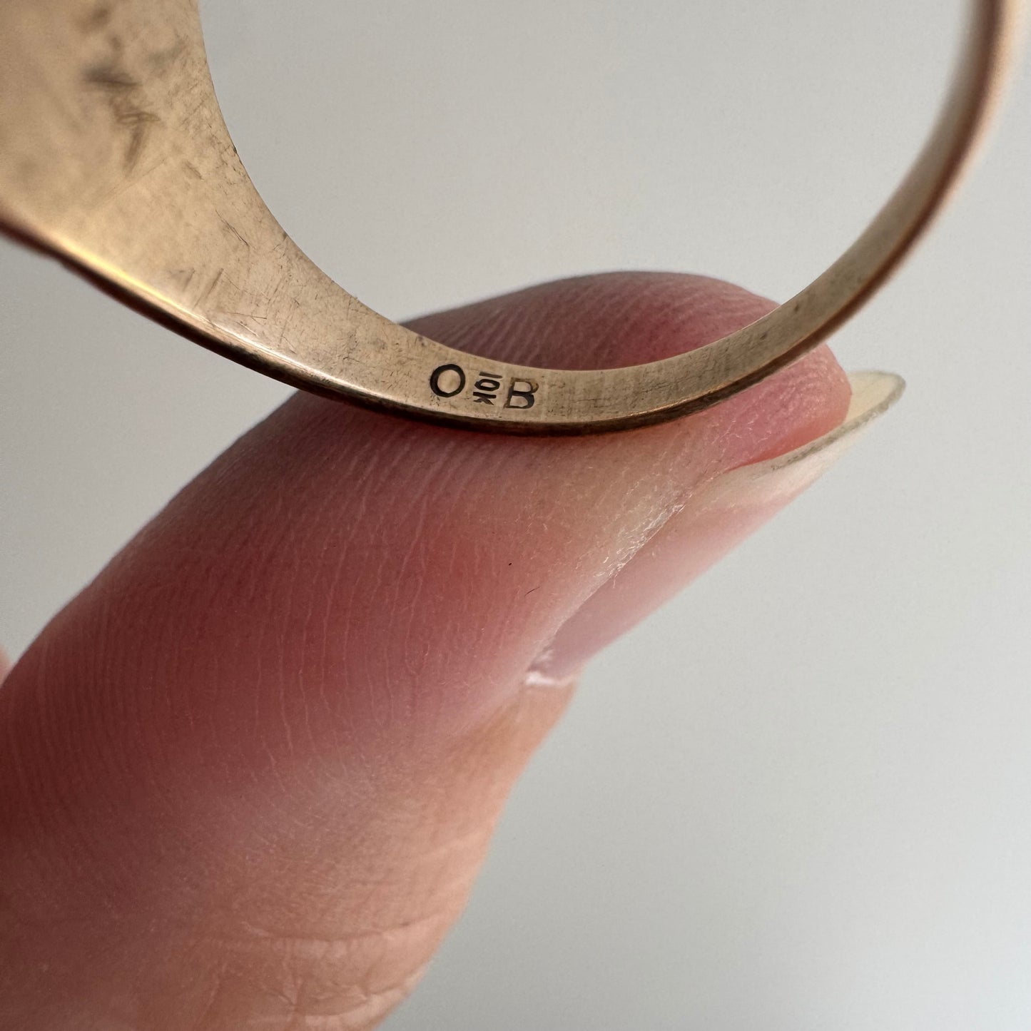 reimagined A N T I Q U E // intuitive guide / 10k rosy yellow signet with a newly engraved bat / size 5.75