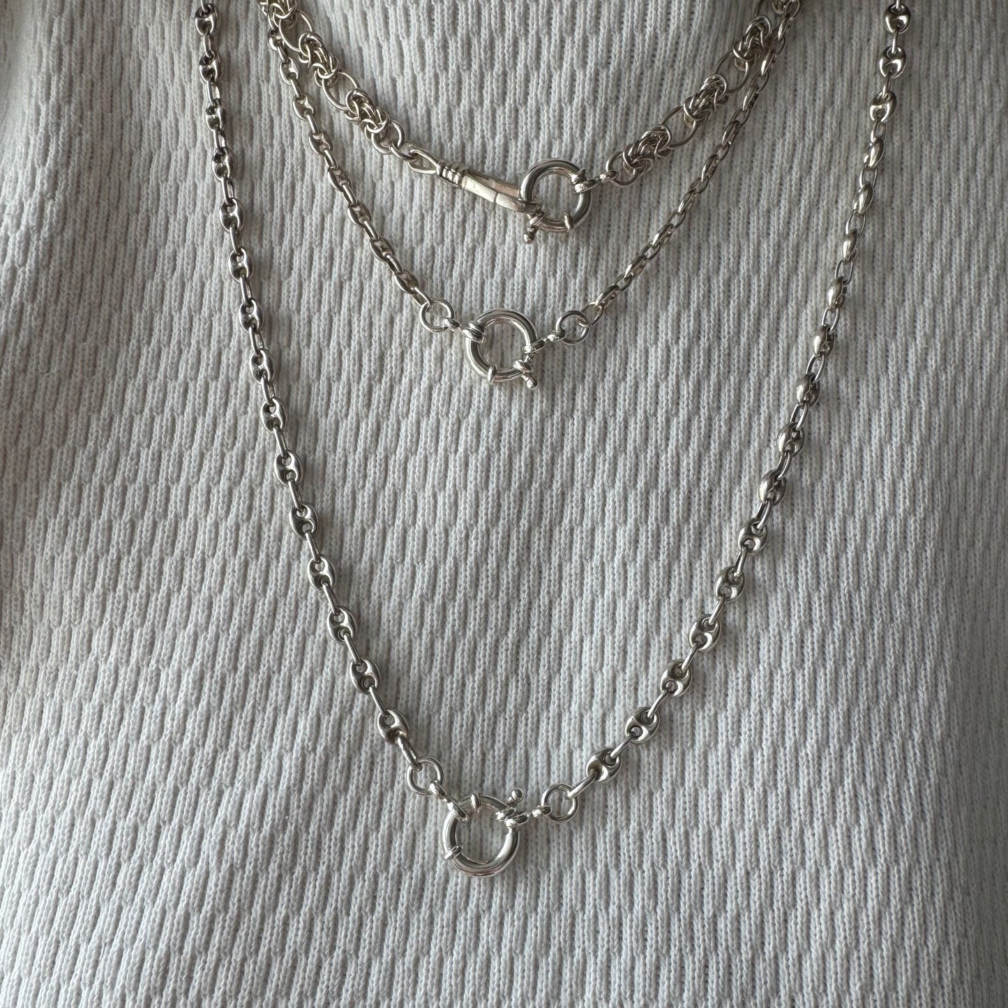 reimagined V I N T A G E // modern day watch chain / re-worked sterling silver puffy mariner anchor link chain / 24.75", 18g