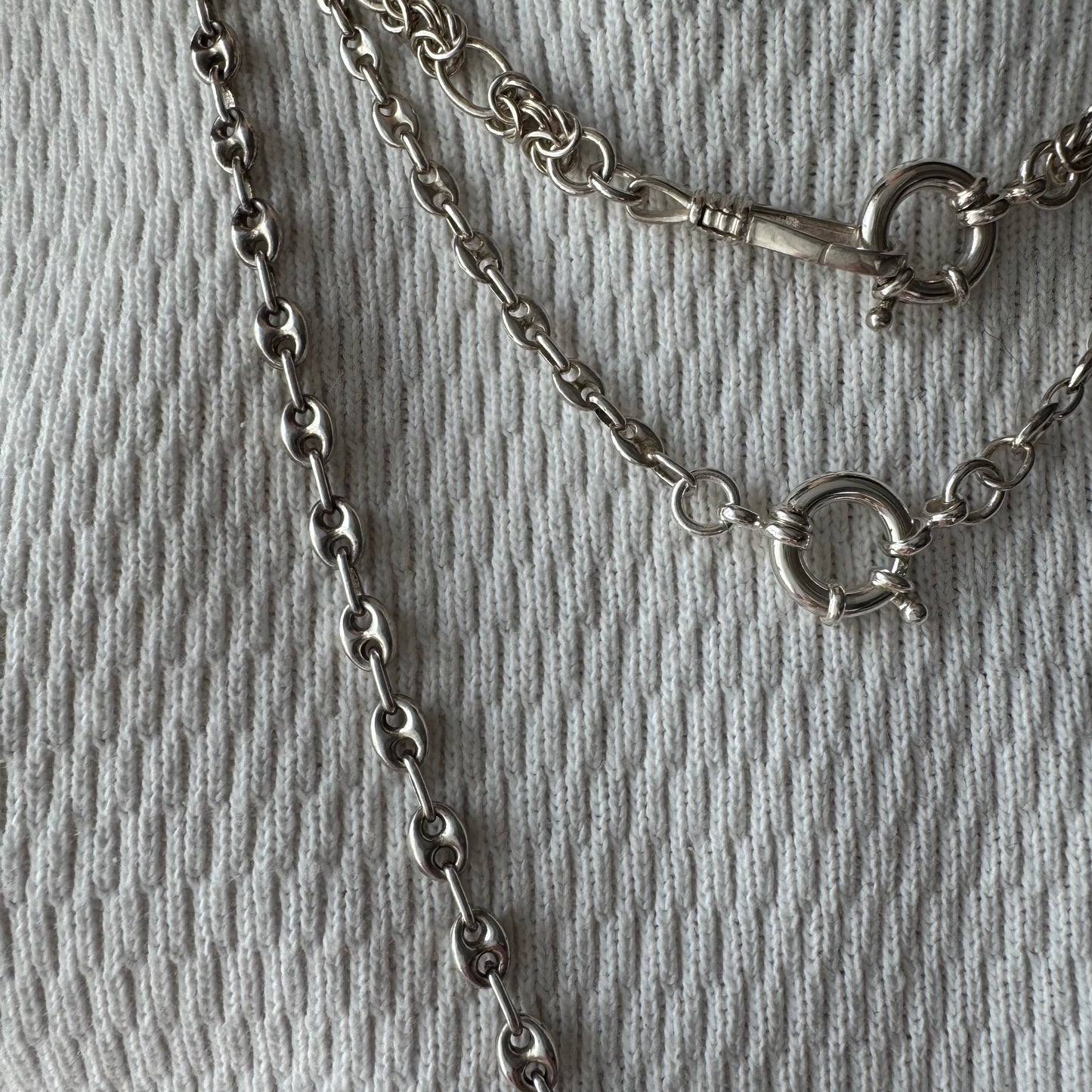 reimagined V I N T A G E // modern day watch chain / re-worked sterling silver puffy mariner anchor link chain / 24.75", 18g