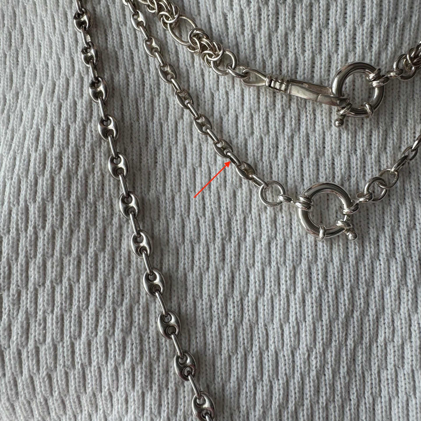 reimagined V I N T A G E // modern day watch chain / re-worked sterling silver puffy mariner anchor link chain / 18.75", 12.7g