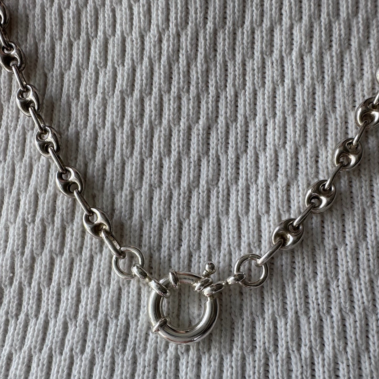 reimagined V I N T A G E // modern day watch chain / re-worked sterling silver puffy mariner anchor link chain / 24.75", 18g