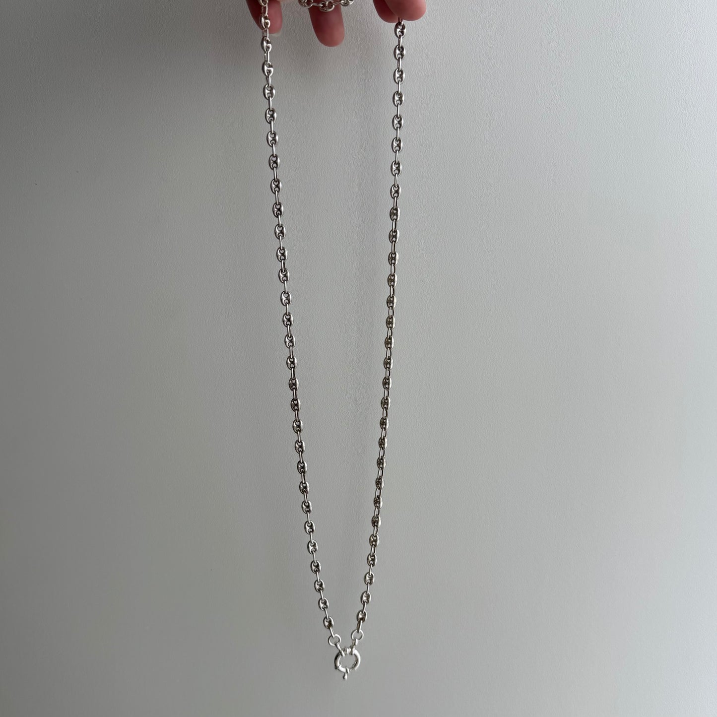 reimagined V I N T A G E // modern day watch chain / re-worked sterling silver puffy mariner anchor link chain / 24.75", 18g