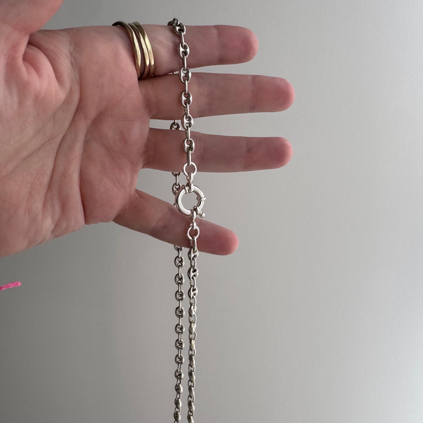 reimagined V I N T A G E // modern day watch chain / re-worked sterling silver puffy mariner anchor link chain / 24.75", 18g