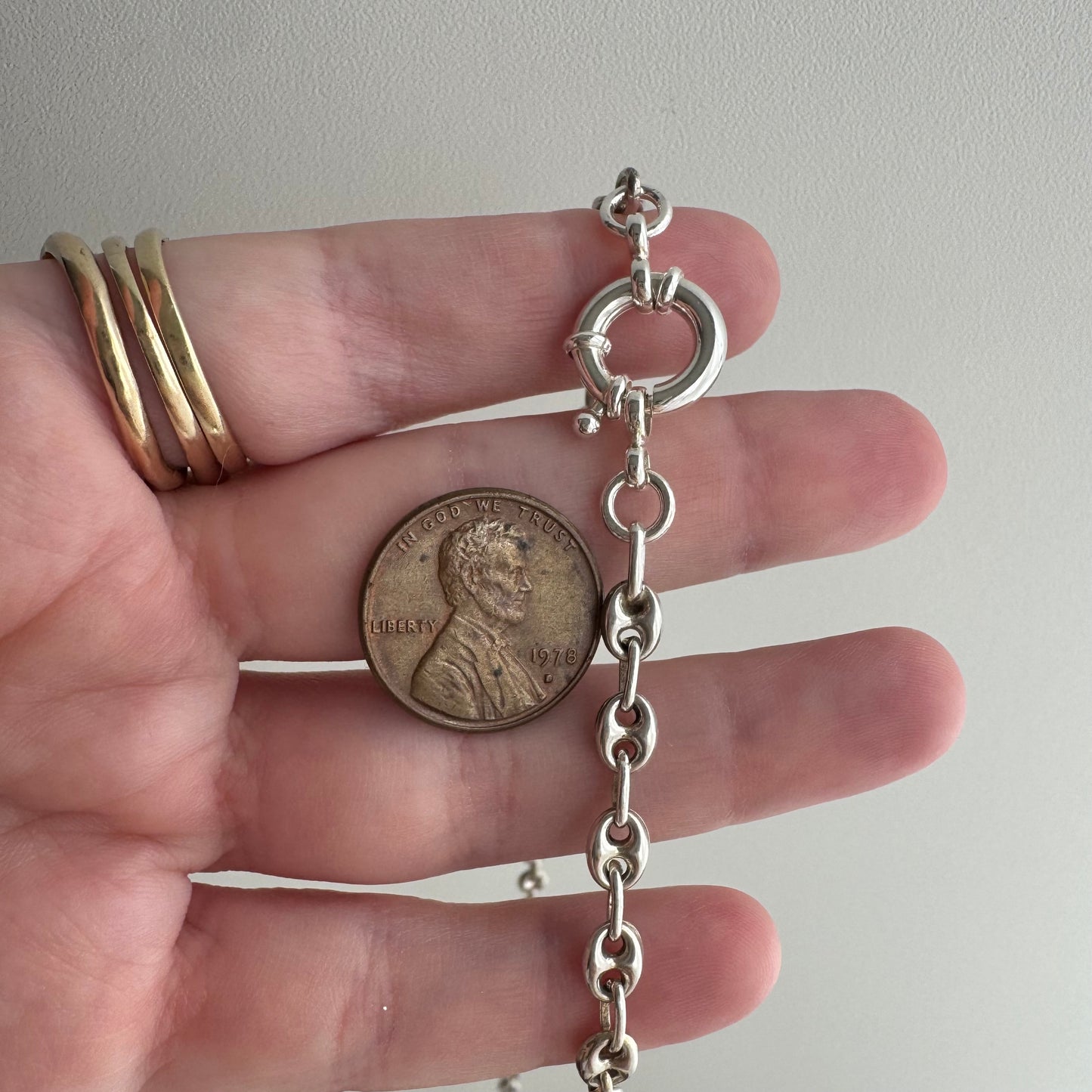 reimagined V I N T A G E // modern day watch chain / re-worked sterling silver puffy mariner anchor link chain / 24.75", 18g