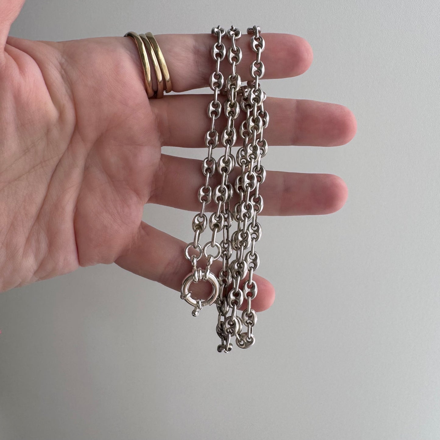 reimagined V I N T A G E // modern day watch chain / re-worked sterling silver puffy mariner anchor link chain / 24.75", 18g