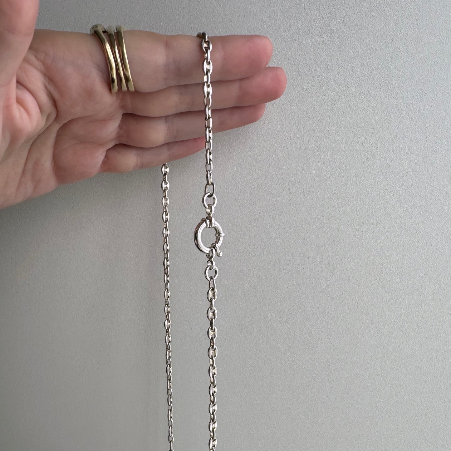 reimagined V I N T A G E // modern day watch chain / re-worked sterling silver puffy mariner anchor link chain / 18.75", 12.7g