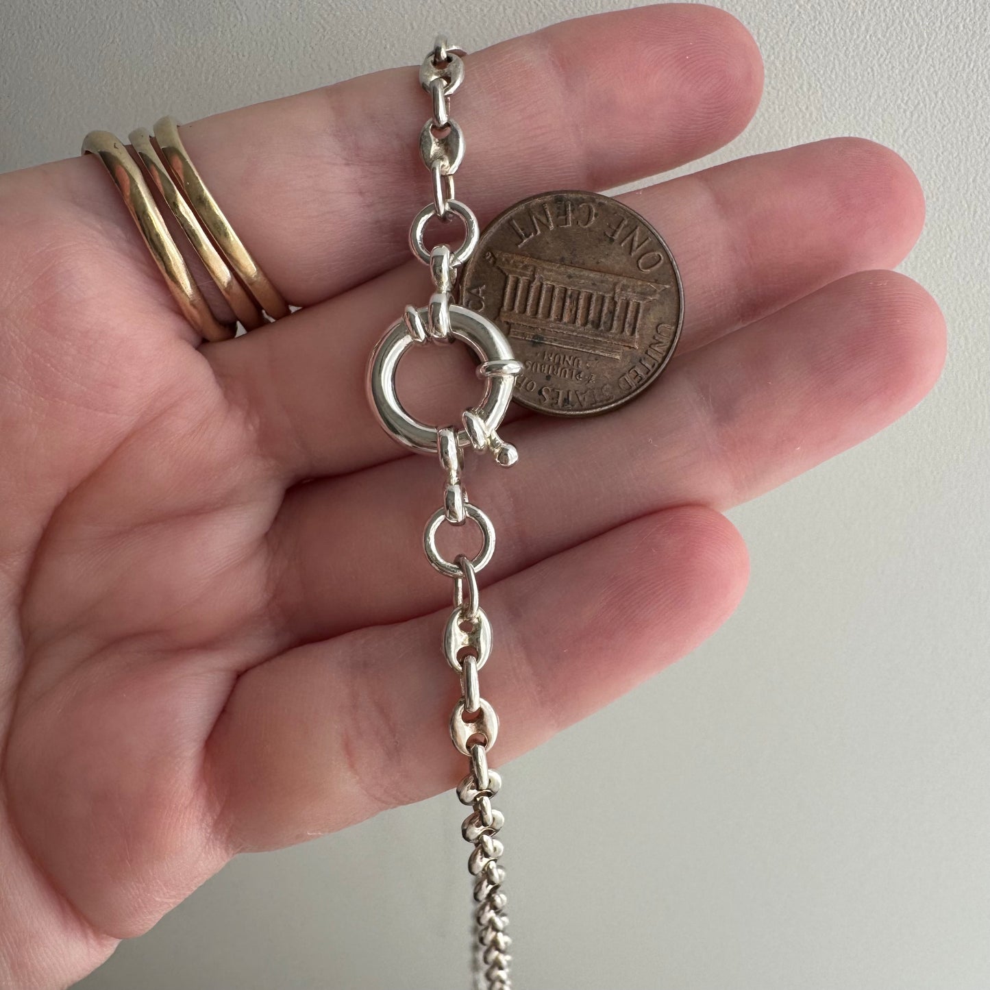 reimagined V I N T A G E // modern day watch chain / re-worked sterling silver puffy mariner anchor link chain / 18.75", 12.7g