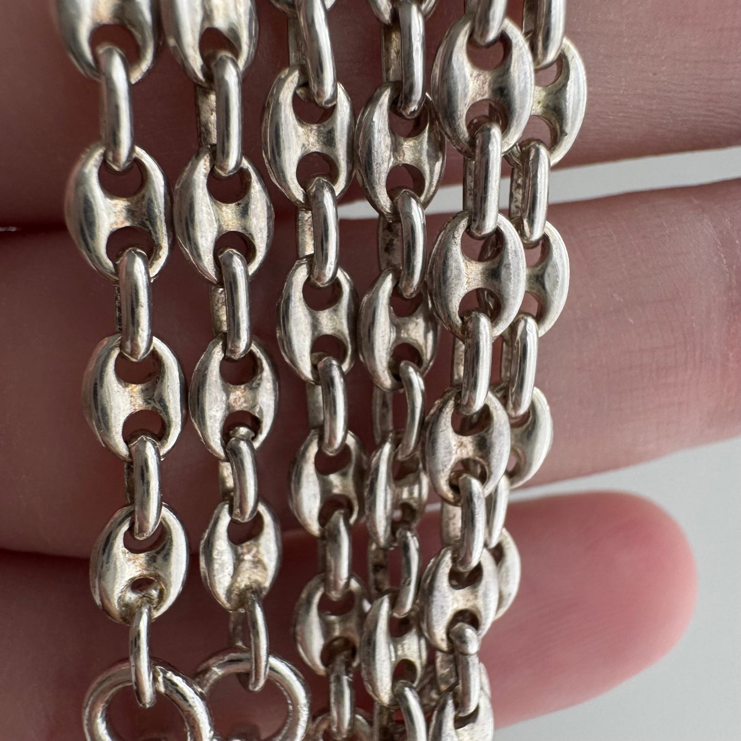 reimagined V I N T A G E // modern day watch chain / re-worked sterling silver puffy mariner anchor link chain / 18.75", 12.7g