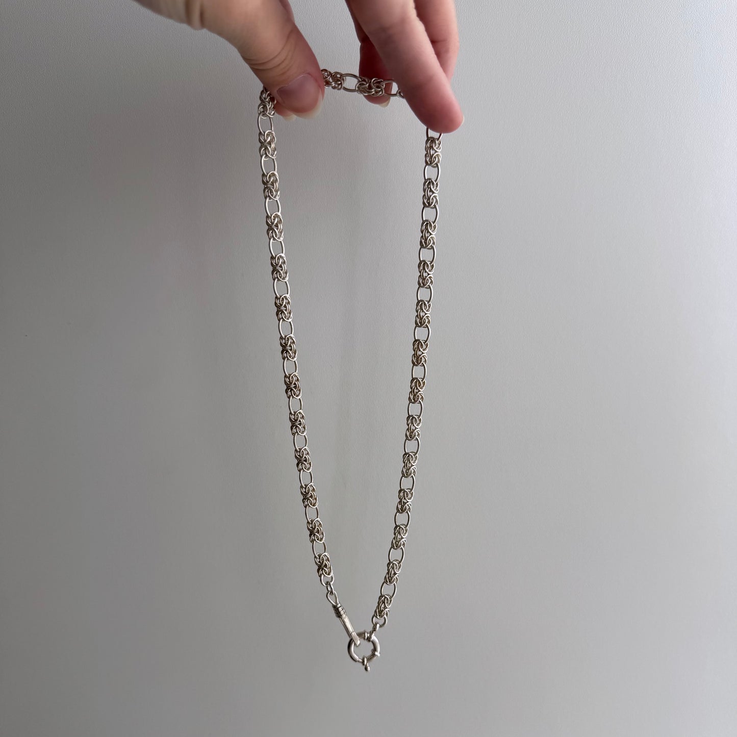 reimagined V I N T A G E // modern day watch chain / re-worked sterling silver knotted trombone link chain / 18", 23g