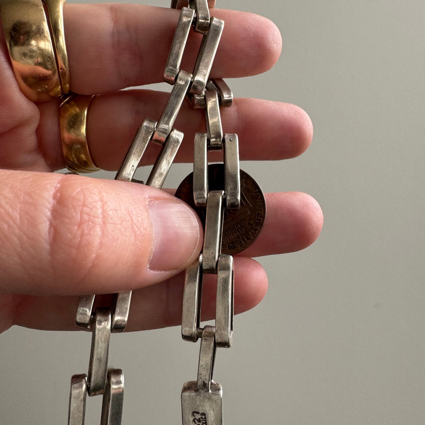 V I N T A G E // sterling silver tractor chain link bracelet