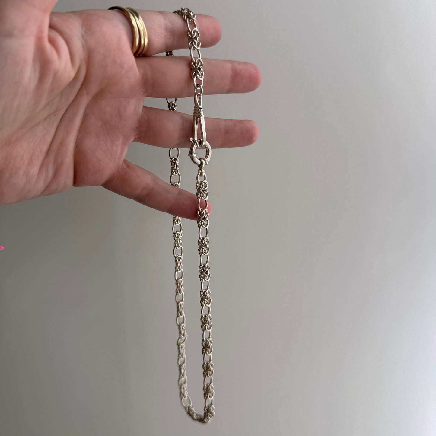 reimagined V I N T A G E // modern day watch chain / re-worked sterling silver knotted trombone link chain / 18", 23g