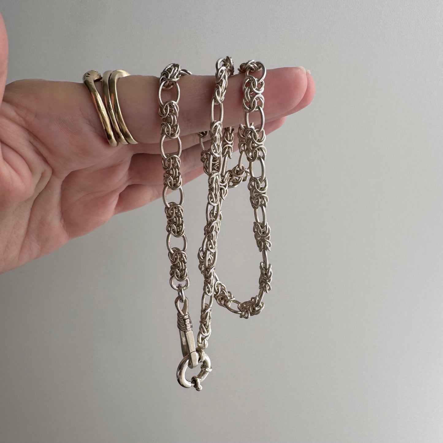 reimagined V I N T A G E // modern day watch chain / re-worked sterling silver knotted trombone link chain / 18", 23g