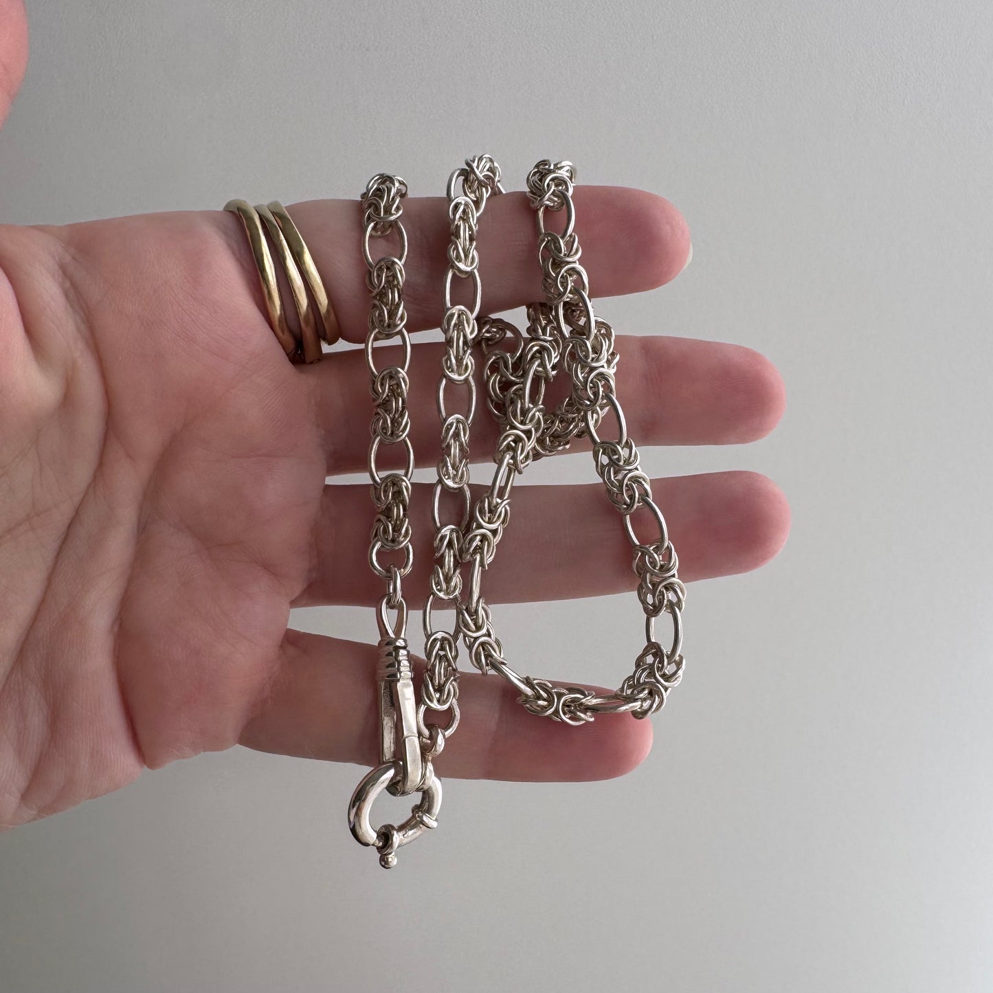 reimagined V I N T A G E // modern day watch chain / re-worked sterling silver knotted trombone link chain / 18", 23g