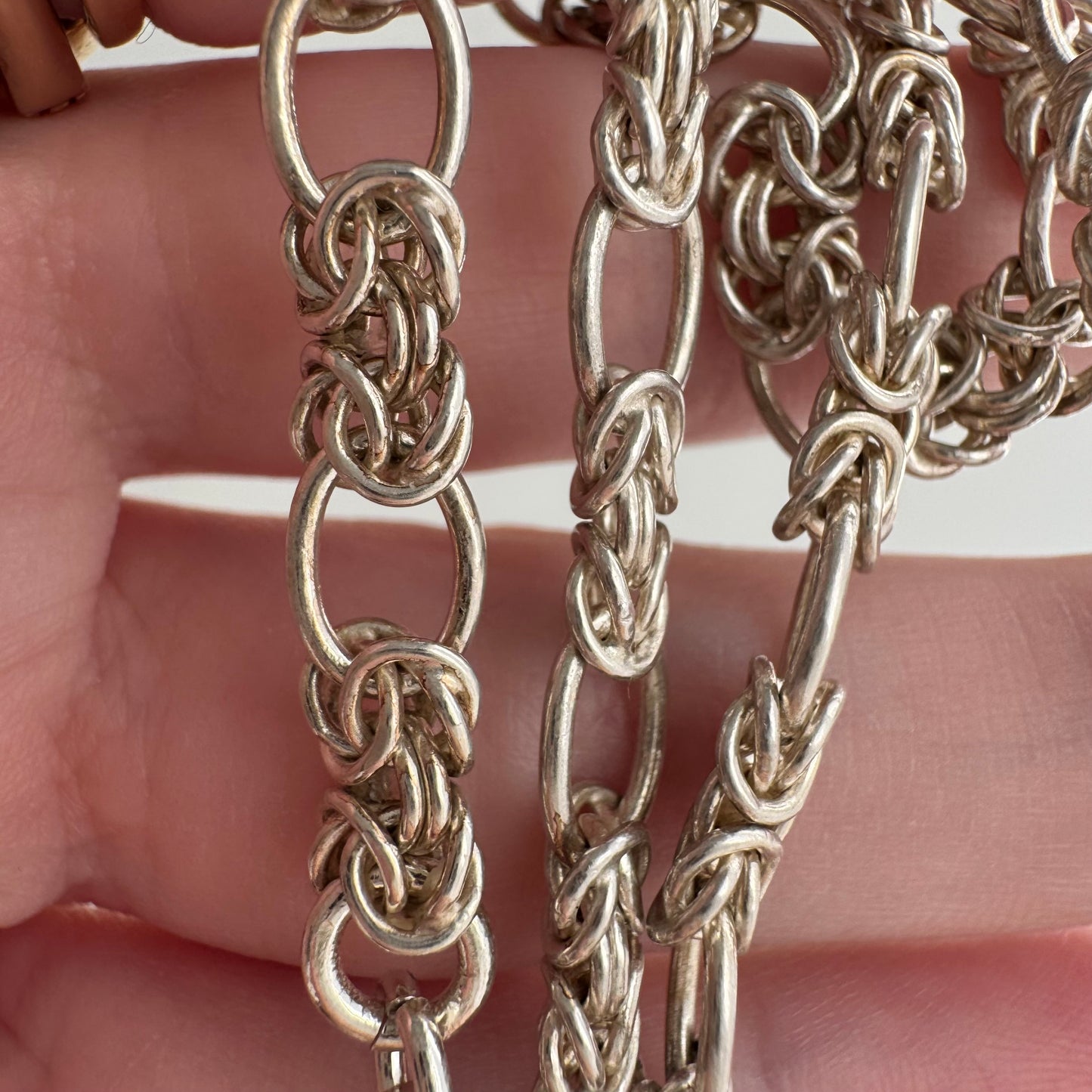 reimagined V I N T A G E // modern day watch chain / re-worked sterling silver knotted trombone link chain / 18", 23g