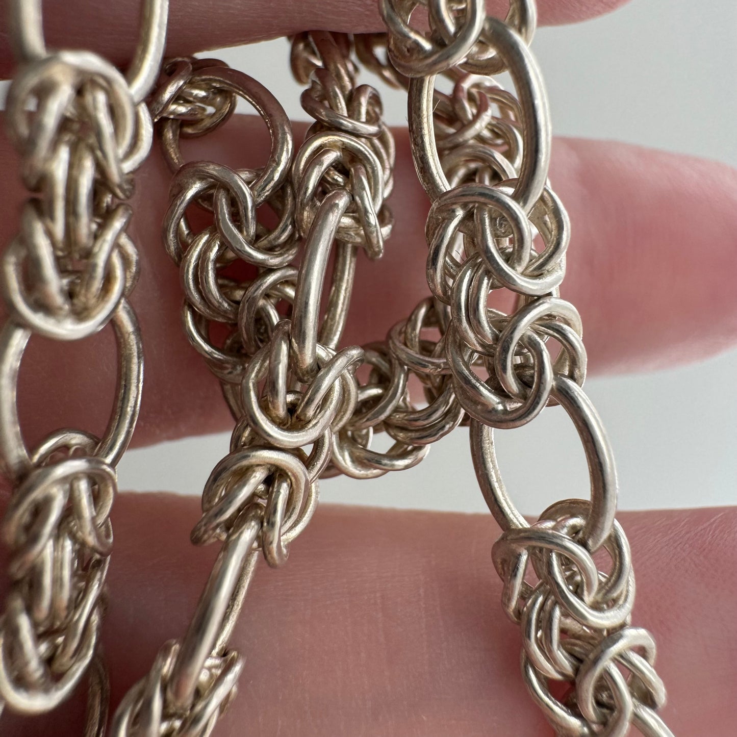 reimagined V I N T A G E // modern day watch chain / re-worked sterling silver knotted trombone link chain / 18", 23g