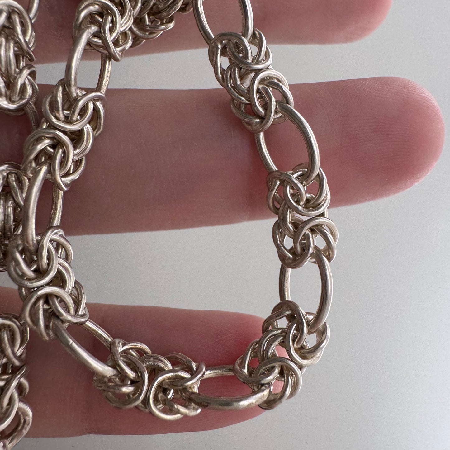 reimagined V I N T A G E // modern day watch chain / re-worked sterling silver knotted trombone link chain / 18", 23g